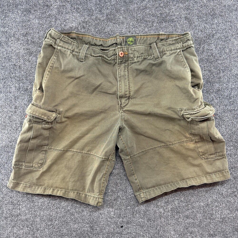 Timberland Y2K Cargo Shorts Mens 40 Green Canvas Dad Utility Pockets